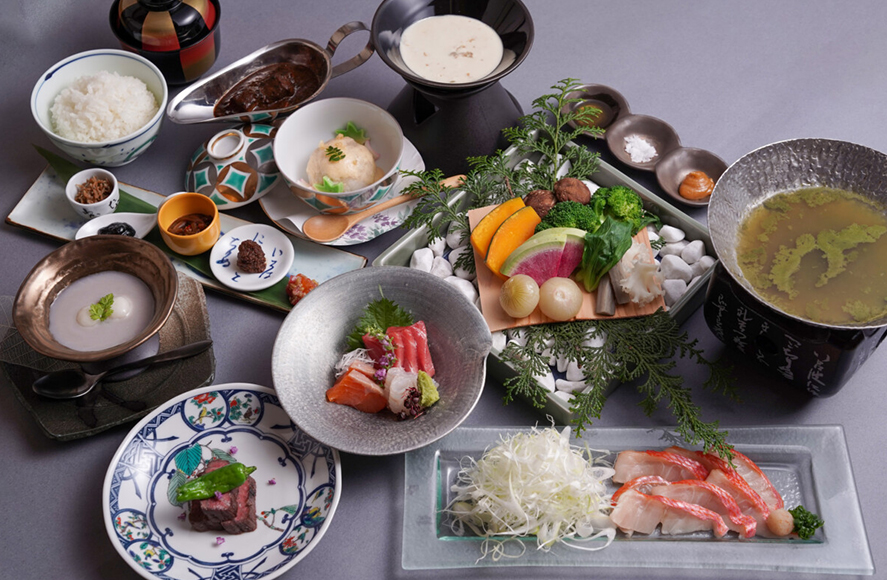 新海花亭いずみ名物「金目鯛のぐり茶しゃぶしゃぶ」がメインの創作和食のコース